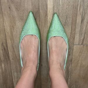 Zara Green Textured Flats